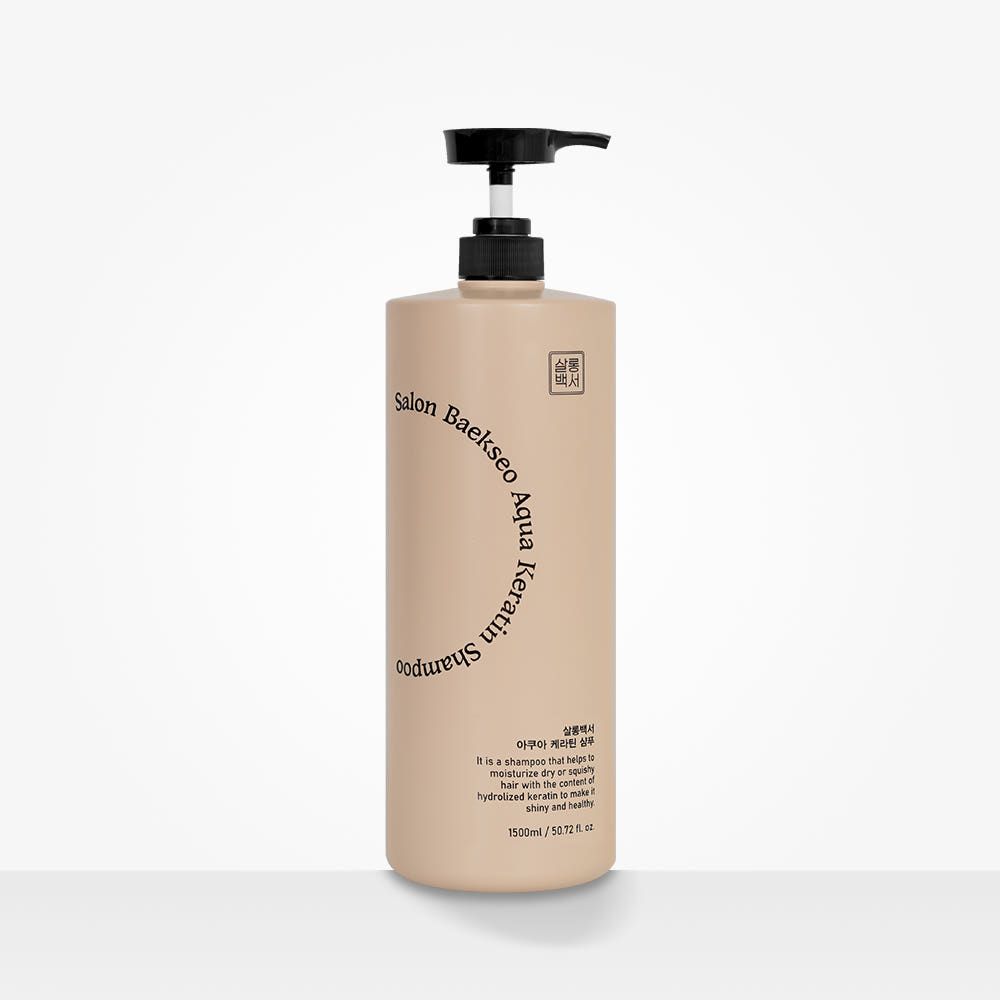 SALON BAEKSEO Aqua Keratin Shampoo 1500ml – pH 5.5 Hydrating Shampoo with Hydrolyzed Keratin for Dry & Damaged Hair, Scalp Cleansing & Repair Care _ Made in KOREA